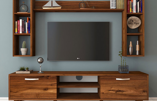 Mẫu kệ trang trí phòng khách nhỏ hiện đại